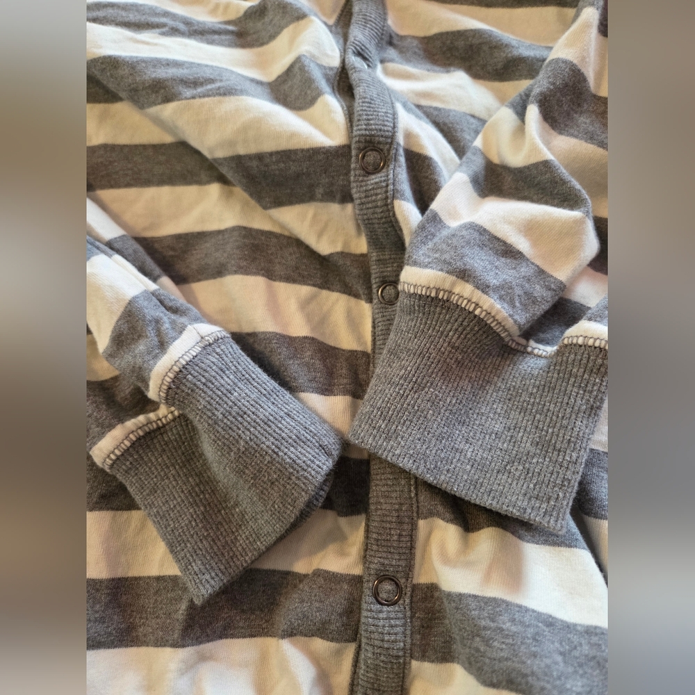 Men's Medium Striped Union Suit Gray & White - Goodfellow & Co™Snap buttons - Picture 9 of 12